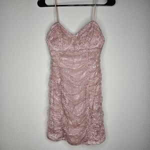 Hello Molly Botique Ruched Glitter Mini Dress